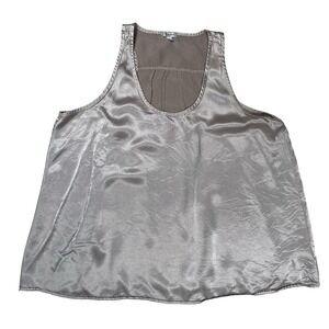 PJ Harlow Champagne Laura Satin Racerback Tank Sz Small Pajama Top Luxury Smooth